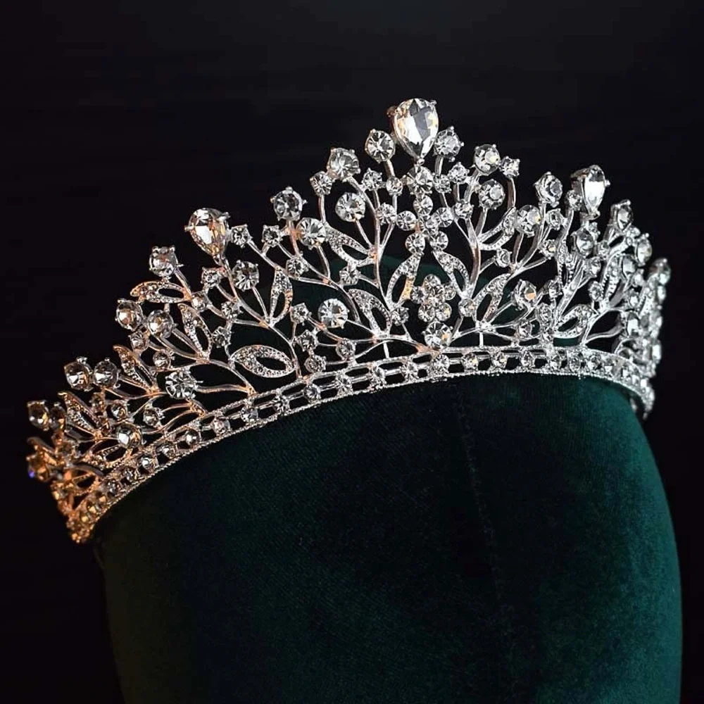Luxury crystal silver tiara crown hair accessories queen wedding party